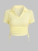 ZAFUL T-shirt Ouvert en Tricot à Col V M Jaune clair