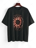 ZAFUL T-shirt Oversize à Imprimé Soleil Slogan à Goutte Epaule d