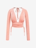 ZAFUL T-shirt Plongeant Découpé Noué à Volants S Orange clair