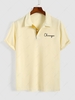 ZAFUL T-shirt Polo à Imprimé Lettre Brodée à Manches Courtes Xl Jaune clair