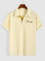 ZAFUL T-shirt Polo à Imprimé Lettre Brodée à Manches Courtes Xl Jaune clair