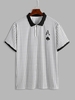 ZAFUL T-shirt Polo Décontracté Motif de Carte Rayé M Blanc