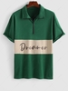 ZAFUL T-shirt Polo en Blocs de Couleurs Jointif à Manches Courtes à Imprimé Lettre S Vert profond