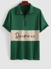 ZAFUL T-shirt Polo en Blocs de Couleurs Jointif à Manches Courtes à Imprimé Lettre Xl Vert profond