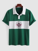 ZAFUL T-shirt Polo Lettre Graphique en Blocs de Couleurs à Manches Courtes Xl Vert profond