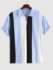 ZAFUL T-shirt Polo Zippé Design en Blocs de Couleurs à Col Relevé Xl Bleu clair