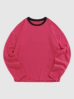 ZAFUL T-shirt Rayé à Goutte Epaule Xxl Rouge