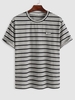 ZAFUL T-shirt Rayé à Manches Courtes L Noir