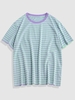 ZAFUL T-shirt Rayé à Manches Courtes L Vert