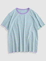 ZAFUL T-shirt Rayé à Manches Courtes Xl Vert