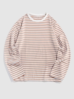 ZAFUL T-shirt Rayé à Manches Longues S Café lumière