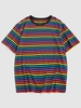 ZAFUL T-shirt Rayé Arc-en-ciel à Manches Courtes S
