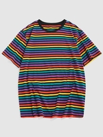 ZAFUL T-shirt Rayé Arc-en-ciel à Manches Courtes S