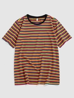 ZAFUL T-shirt Rayé Coloré à Manches Courtes L