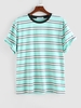 ZAFUL T-shirt Rayé en Blocs de Couleurs à Manches Courtes en Coton Xxl Vert clair