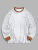 ZAFUL T-shirt Rayé Lettre Brodée en Couleur Contrastée L Blanc