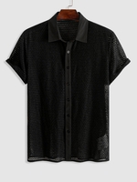 ZAFUL T-shirt Sexy Ajouré en Maille Transparente à Manches Courtes M Noir