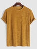ZAFUL T-shirt Simple à Manches Courtes avec Poche en Tissu Eponge S Deep yellow