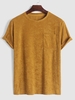 ZAFUL T-shirt Simple à Manches Courtes avec Poche en Tissu Eponge Xl Deep yellow