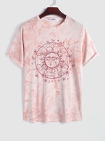 ZAFUL T-shirt Teinté à Imprimé Fleur et Soleil Streetwear Xxl Rose léger