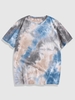 ZAFUL T-shirt Teinté à Imprimé Fleur Rose Brodée Xxl Bleu clair