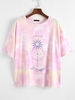 ZAFUL T-shirt Teinté à Imprimé Soleil Grande Taille