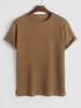 ZAFUL T-shirt Texturé à Fente Latérale à Manches Courtes Xl Café