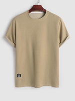 ZAFUL T-shirt Texturé Design à Col Revers en Couleur Unie M Café