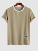 ZAFUL T-shirt Texturé Froissé à Manches Courtes M Café lumière