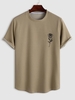ZAFUL T-shirt Texturé Rose Brodée à Manches Courtes M Café lumière