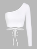 ZAFUL T-shirt Tressé à Une Épaule Nue Croisé M Blanc