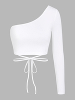 ZAFUL T-shirt Tressé à Une Épaule Nue Croisé M Blanc