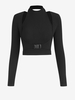 ZAFUL T-shirt Tressé Découpé Bouclé Côtelé à Col Halter L Noir