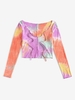 ZAFUL T-shirt Tressé Tie Dye Noir avec Lien S Orange