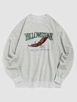 ZAFUL T-shirt Vintage à Aigle Graphique et Lettre Broderie à Cou Rond du Streetwear Xxl Gris clair