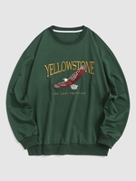ZAFUL T-shirt Vintage à Aigle Graphique et Lettre Broderie à Cou Rond du Streetwear Xxl Vert profond