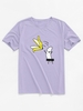ZAFUL T-shirt de Base Banane Dessin Animé 2xl Bleu lavande