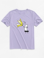 ZAFUL T-shirt de Base Banane Dessin Animé 2xl Bleu lavande