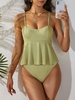 ZAFUL Tankini Péplum Texturé à Armature L Vert clair