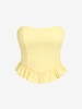 ZAFUL Top Bandeau Zippé Au Dos Ourlet à Volants S Jaune clair