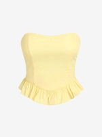 ZAFUL Top Bandeau Zippé Au Dos Ourlet à Volants S Jaune clair