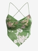 ZAFUL Top Croisé à Imprimé Fleuri en Velours M Vert