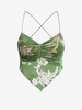 ZAFUL Top Croisé à Imprimé Fleuri en Velours S Vert