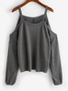 ZAFUL Tricot Maille Texturé à Epaule Dénudée Surdimensionné M Gris carbone