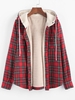 ZAFUL Veste à Capuche à Carreaux à Bouton-Pression à Doublure Fourrée en Flanelle S Multi d