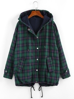 ZAFUL Veste à Capuche à Carreaux à Doublure en Laine à Cordon Xl