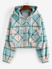 ZAFUL Veste à Capuche à Carreaux en Laine avec Poche S Vert clair
