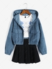 ZAFUL Veste à Capuche à Goutte Epaule avec Poche en Velours Côtelé Xl Bleu