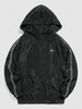 ZAFUL Veste à Capuche à Imprimé Lettre Zippée L Noir