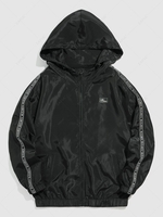 ZAFUL Veste à Capuche à Imprimé Lettre Zippée L Noir